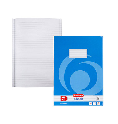 Schulheft 340216 x.book, Lineatur 21 / liniert, A4, 80g, blau, 32 Blatt / 64 Seiten
