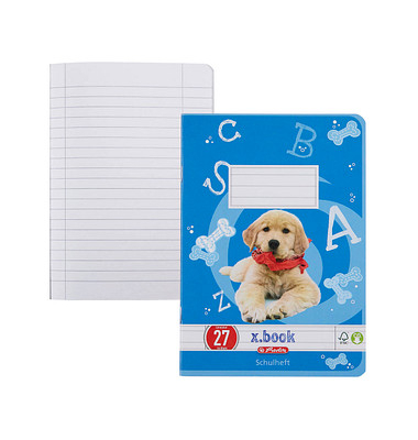 Schulheft 11322617 x.book, Lineatur 27 / liniert mit Rand innen/außen, A5, 80g, blau, 16 Blatt / 32 Seiten