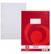 Schulheft 3323805 x.book, Lineatur 38 / kariert mit Rand innen/außen, A4, 80g, rot, 16 Blatt / 32 Seiten