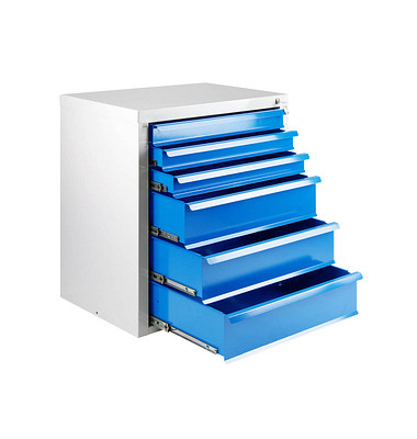 ADB MAMMUT Schubladenschrank lichtgrau, lichtblau 6 Schubladen 70,0 x 43,5 x 75,0 cm