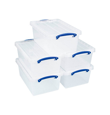 Aufbewahrungsbox 10.2CCB-PK5, 10,2 Liter mit Deckel, für A4, außen 405x260x160mm, recycelbares Polypropylen transparent