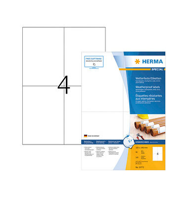 Etiketten Special 10773, wei&szlig;, 105x148mm, rechteckig