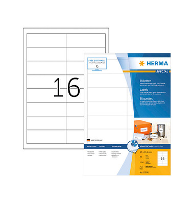 Etiketten Special 10780, wei&szlig;, 97x33,8mm, rechteckig