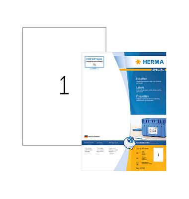 Etiketten Special 10782, wei&szlig;, 210x297mm, rechteckig