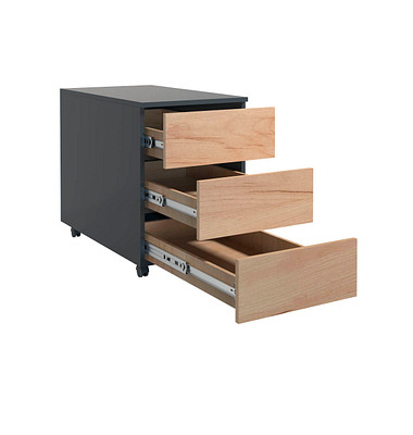 VCM my office Dalosa Rollcontainer anthrazit, eiche 3 Auszüge 39,0 x 70,0 x 55,0 cm