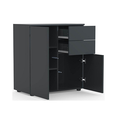 VCM my home Kommode Dalosa, 918338 anthrazit 2 Fachböden 70,0 x 39,0 x 77,0 cm