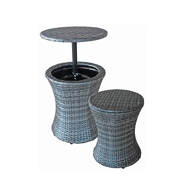 Garden Pleasure Gartentisch Mumbai dunkelgrau rund 45,0 x 45,0 x 55,0 - 85,0 cm