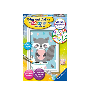 Ravensburger Malen-nach-Zahlen Süßer Waschbär mehrfarbig
