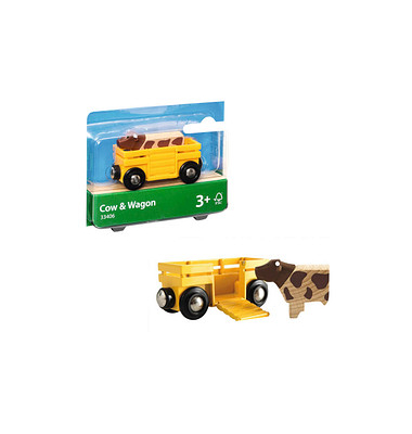 BRIO Tierwagen mit Kuh 33406 Spielzeugeisenbahnen
