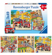 Feuerwehreinsatz Puzzle 3x 49 Teile