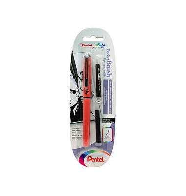 Pentel Pocket Brush Pen and refills XGFKPFFP10 Brush-Pen schwarz