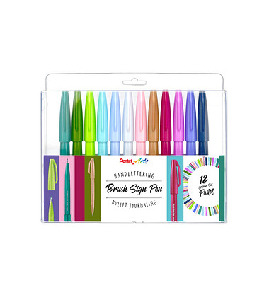 12 Pentel Pastel SES15C-12 Brush-Pen-Set farbsortiert