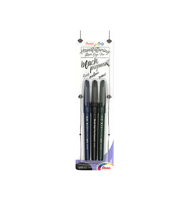 3 Pentel XSES143-ANN2 Brush-Pen schwarz