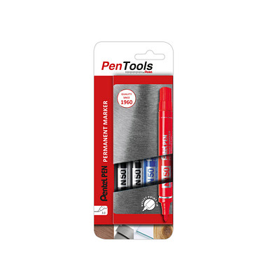 Permanentmarker PenTools N50-PRO4ABCEU, N50-PRO4ABCEU, Pack, 3-farbig sortiert, 3mm Rundspitze Permanentmarker PenTools N50-PRO4ABCEU, N50-PRO4ABCEU, Pack, 3-farbig sortiert, 3mm Rundspitze