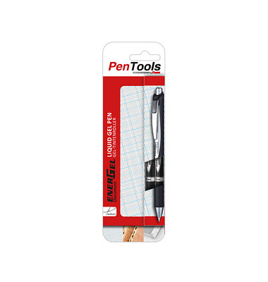 2 Pentel ENERGEL BLP77 Gelschreiber schwarzsilber 0,35 mm, Schreibfarbe: schwarz