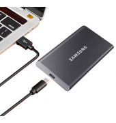 SAMSUNG Portable T7 2 TB externe SSD-Festplatte grau