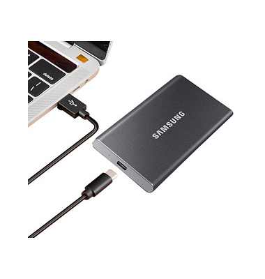 SAMSUNG Portable T7 2 TB externe SSD-Festplatte grau