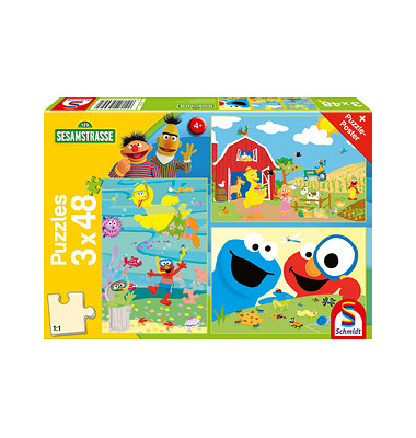 Schmidt Sesamstrasse Tierisch stark Puzzle 3 x 48 Teile Schmidt Sesamstrasse Tierisch stark Puzzle 3 x 48 Teile