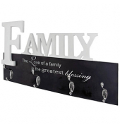 HAKU Möbel Wandgarderobe 28307 schwarz Holz 4 Haken 50,0 x 29,0 cm