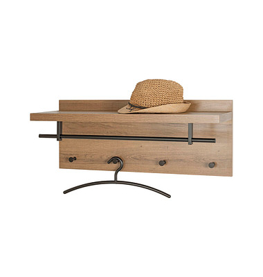 HAKU Möbel Wandgarderobe 37144 eiche Holz 4 Haken 75,0 x 30,0 cm