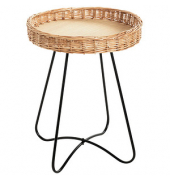 Beistelltisch 37187, 51cm (H), 41x41cm (BxT), rund, braun / schwarz