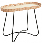 Beistelltisch 37188, 55cm (H), 70x33cm (BxT), oval, braun / schwarz