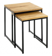 Beistelltisch 37333, 41 / 46cm (H), 33 / 38cmx33 / 38cm (BxT), quadratisch, eiche / schwarz
