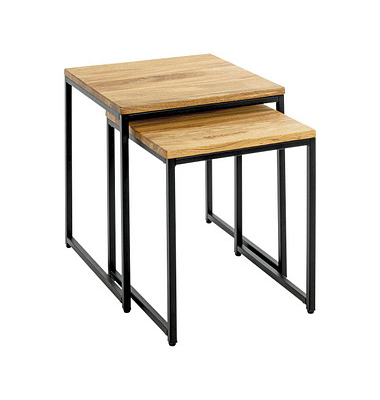 Beistelltisch 37333, 41 / 46cm (H), 33 / 38cmx33 / 38cm (BxT), quadratisch, eiche / schwarz