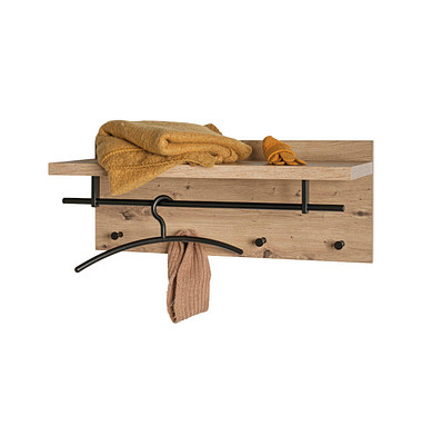 HAKU Möbel Wandgarderobe 37444 eiche Holz 4 Haken 75,0 x 30,0 cm