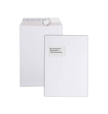 Versandtaschen 4642 PR KP, C4, mit Fenster, haftklebend, 90g, weiß