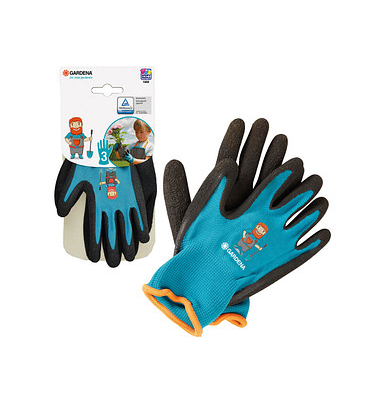 Gartenhandschuhe Kinder, blau/anthrazit, Größe 3 (6-10 kg)