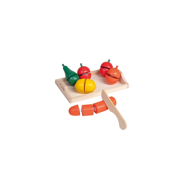4008332450070 - Lebensmittel Set Holz - Schneide Spielzeug Kinder Spiel Küche Kaufladen Zubehör Variante Holztablett mit Obst & Gemüse