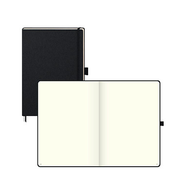 Notizbuch 105528605, KOMPAGNON, schwarz, A4, blanko, 80g, 96 Blatt / 192 Seiten, paginiert
