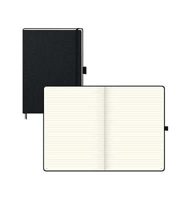 Notizbuch 105528705, KOMPAGNON, schwarz, A4, liniert, 80g, 96 Blatt / 192 Seiten, paginiert
