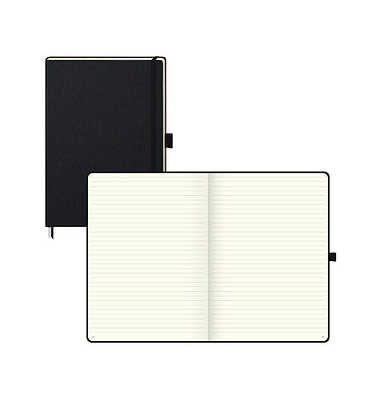 BRUNNEN Notizbuch KOMPAGNON Klassik A4 liniert, schwarz Hardcover 192, davon 16 zum Heraustrennen Seiten