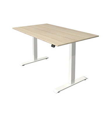 Sitz-Steh-Schreibtisch Move 1, elektrisch höhenverstellbar, 74-123cm (H), 140x80cm (BxT), rechteckig, ahorn / weiß