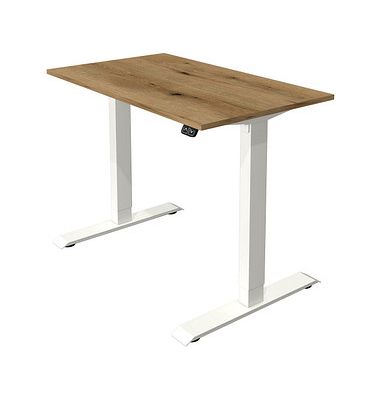 Sitz-Steh-Schreibtisch Move 1, elektrisch höhenverstellbar, 74-123cm (H), 100x60cm (BxT), rechteckig, eiche / weiß
