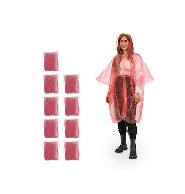 Regenponcho, rot, Größe Einheitsgröße