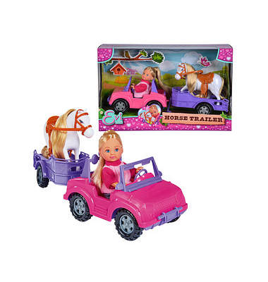 Simba Jeep Pferdeanhänger mit Pony Evi LOVE Puppe