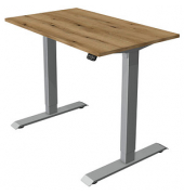 Sitz-Steh-Schreibtisch Move 1, elektrisch höhenverstellbar, 74-123cm (H), 100x60cm (BxT), rechteckig, eiche / silber