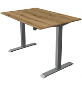 Sitz-Steh-Schreibtisch Move 1, elektrisch höhenverstellbar, 74-123cm (H), 120x80cm (BxT), rechteckig, eiche / silber