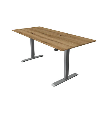 Sitz-Steh-Schreibtisch Move 1, elektrisch höhenverstellbar, 74-123cm (H), 180x80cm (BxT), rechteckig, eiche / silber
