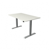 Sitz-Steh-Schreibtisch Move 1, elektrisch höhenverstellbar, 74-123cm (H), 140x80cm (BxT), rechteckig, weiß / silber