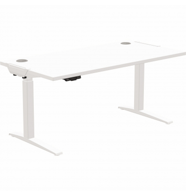 Schreibtisch LevadoT, elektrisch höhenverstellbar, 64-126cm (H), 140x80cm (BxT), rechteckig, weiß / weiß