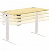 Schreibtisch LevadoT, elektrisch höhenverstellbar, 64-126cm (H), 140x80cm (BxT), rechteckig, ahorn / weiß