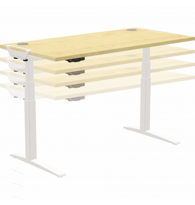 Schreibtisch LevadoT, elektrisch höhenverstellbar, 64-126cm (H), 140x80cm (BxT), rechteckig, ahorn / weiß
