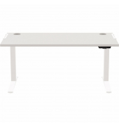 Schreibtisch LevadoT, elektrisch höhenverstellbar, 64-126cm (H), 140x80cm (BxT), rechteckig, grau / weiß
