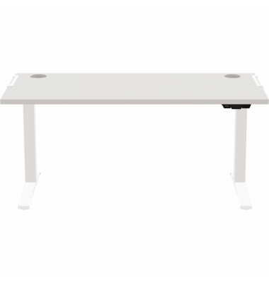 Schreibtisch LevadoT, elektrisch höhenverstellbar, 64-126cm (H), 140x80cm (BxT), rechteckig, grau / weiß