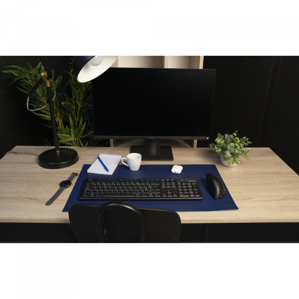 3130630291244 - Schreibunterlage weich & flexibel Kunstleder zweifarbig rutschfest abwischbar B 600 x T 350 mm marineblau himmelblau