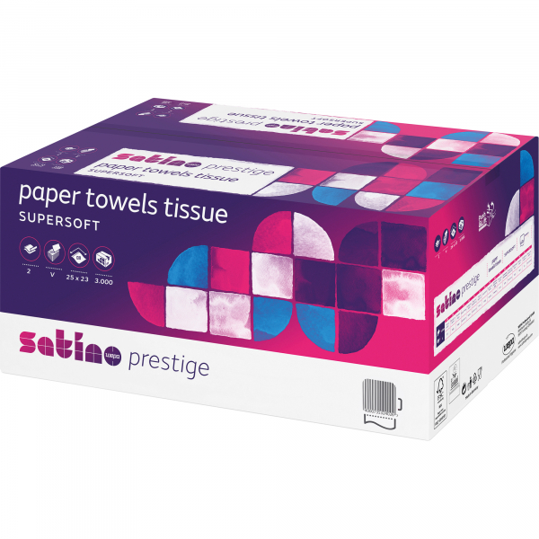 4000735324026 - Falthandtücher Satino Prestige 276640 25x23cm 2-lagig Zickzack (V-Falz) hochweiß Tissue 4000735324026 3000 Blatt